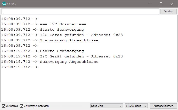 Arduino I²C Scanner - Serielle Ausgabe